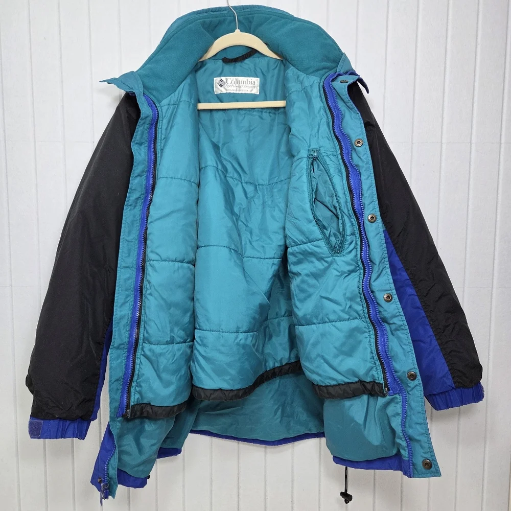 Columbia Vintage Men's Size XL blue full zip‎ colorblock vtg 90s Winter Jacket